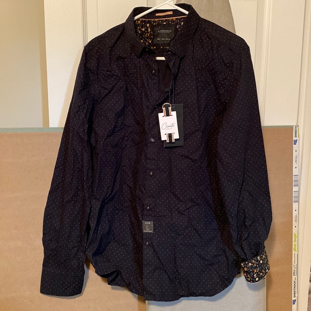 Cactus man black long sleeve button down shirt large
